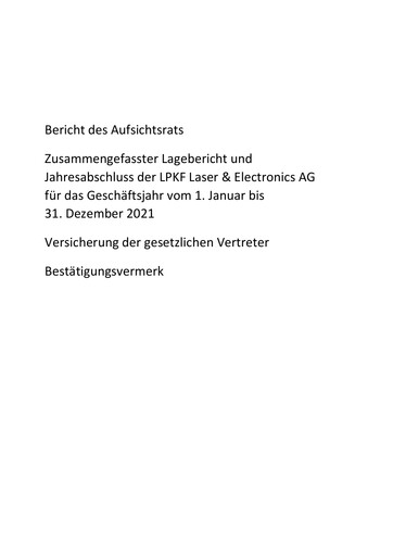 Thumbnail LPKF Laser & Electronics Financial Statement 2021