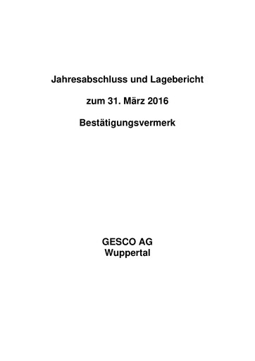 Thumbnail Gesco SE Financial Statement 2015-2016
