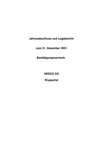 Thumbnail Gesco SE Financial Statement 2021