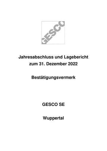 Thumbnail Gesco SE Financial Statement 2022