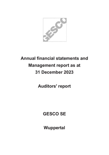 Miniature Gesco SE Bilan financier 2023