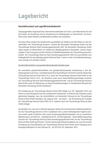 Thumbnail Eisen- und Hüttenwerke Financial Statement 2013-2014