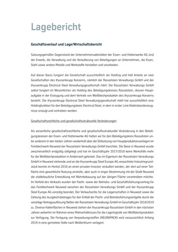 Vorschaubild Eisen- und Hüttenwerke Finanzmitteilung 2017-2018