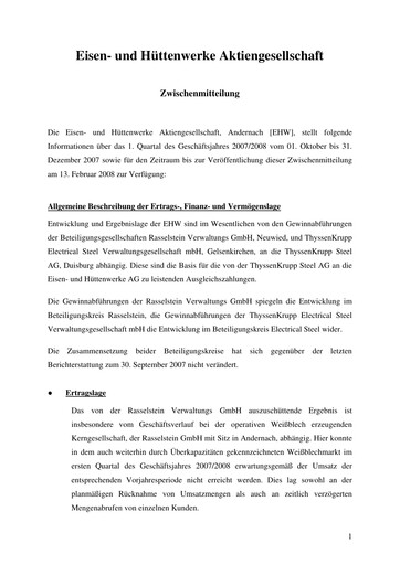 Thumbnail Eisen- und Hüttenwerke Quarterly Report 2007-2008-q1