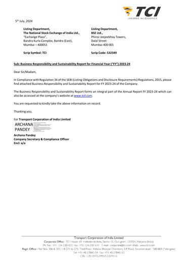 Thumbnail Transport Corporation of India
 ESG Report 2023-2024