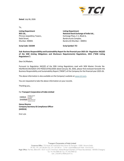 Thumbnail Transport Corporation of India
 ESG Report 2025-2026