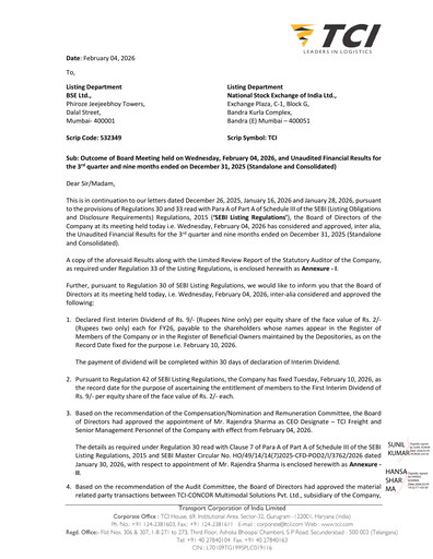 Thumbnail Transport Corporation of India
 Quarterly Report 2025-q3