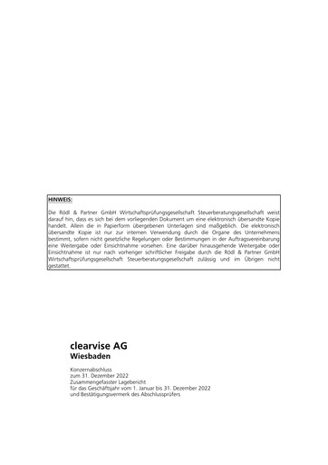 Thumbnail clearvise AG Financial Report 2022