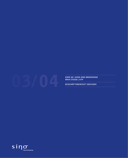 Miniature Sino AG Rapport annuel 2003-2004