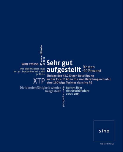 Miniature Sino AG Rapport annuel 2012-2013