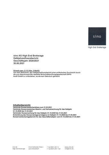 Miniature Sino AG Rapport financier 2020-2021