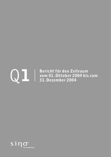 Thumbnail Sino AG Quarterly Report 2004-2005-q1