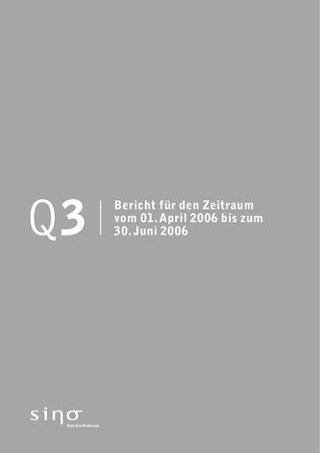 Thumbnail Sino AG Quarterly Report 2005-2006-q3