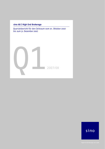 Thumbnail Sino AG Quarterly Report 2007-2008-q1