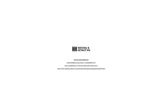Thumbnail Westag AG Financial Statement 2017