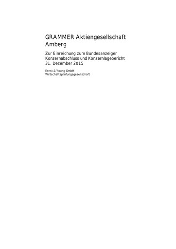 Thumbnail Grammer AG Financial Report 2015