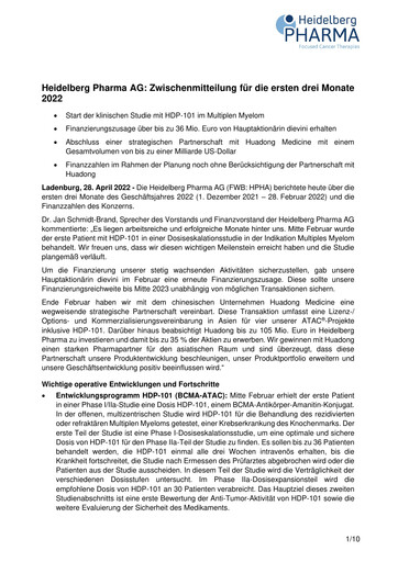 Thumbnail Heidelberg Pharma Quarterly Report 2022-q1