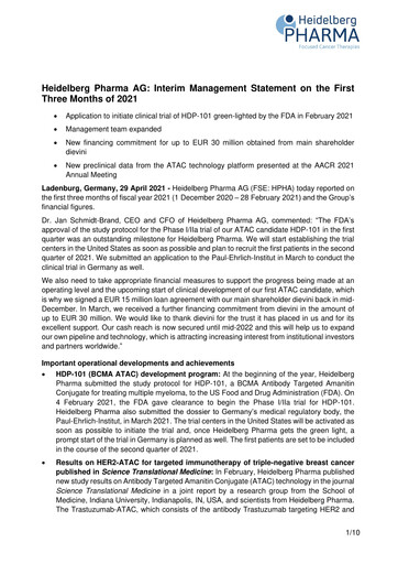 Thumbnail Heidelberg Pharma Quarterly Report 2021-q1