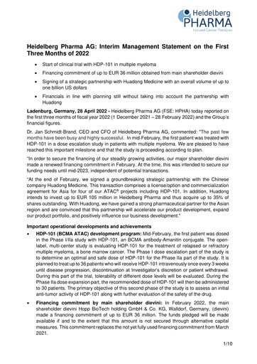 Thumbnail Heidelberg Pharma Quarterly Report 2022-q1