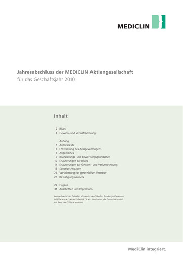 Thumbnail Mediclin Financial Statement 2010