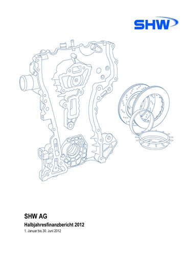 Miniature SHW AG Rapport semestriel 2012-h1