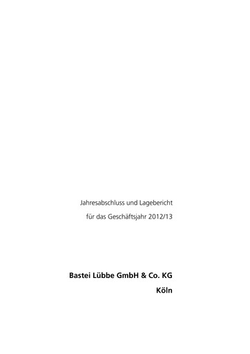 Thumbnail Bastei Lübbe Financial Statement 2012-2013