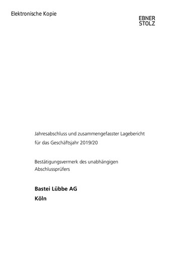 Thumbnail Bastei Lübbe Financial Statement 2019-2020