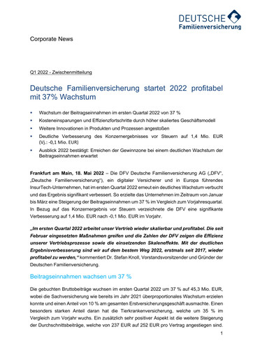 Thumbnail DFV Deutsche Familienversicherung Quarterly Report 2022-q1