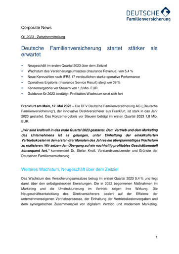 Thumbnail DFV Deutsche Familienversicherung Quarterly Report 2023-q1