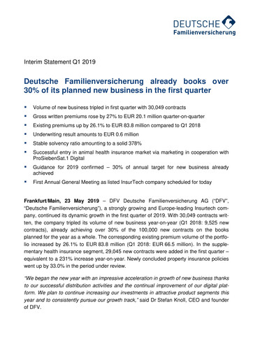 Thumbnail DFV Deutsche Familienversicherung Quarterly Report 2019-q1