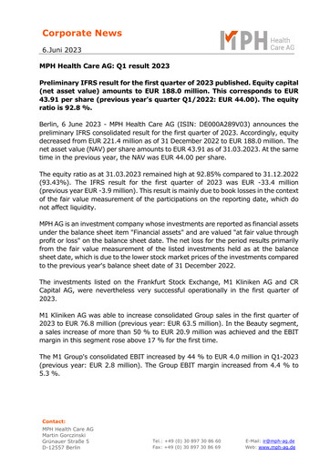 Vorschaubild MPH Health Care AG Quartalsbericht 2023-q1