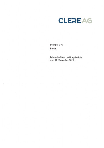 Thumbnail Clere AG Financial Statement 2023