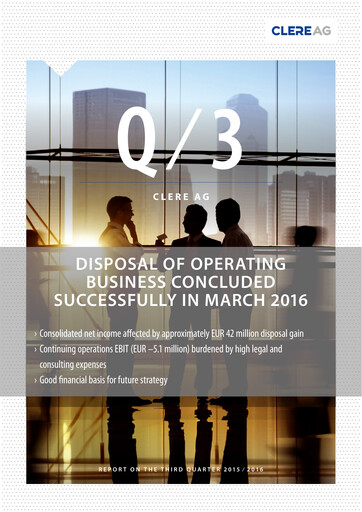 Miniature Clere AG Rapport trimestriel 2015-2016-q3