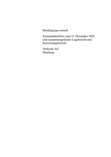 Miniature Netfonds AG Bilan financier 2020