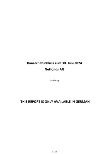 Miniature Netfonds AG Rapport semestriel 2024-h1