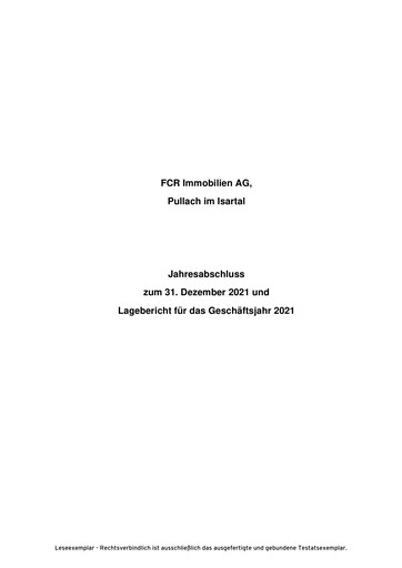 Thumbnail FCR Immobilien Financial Statement 2021