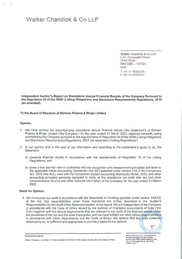 Thumbnail Shriram Pistons & Rings Financial Statement 2024-2025