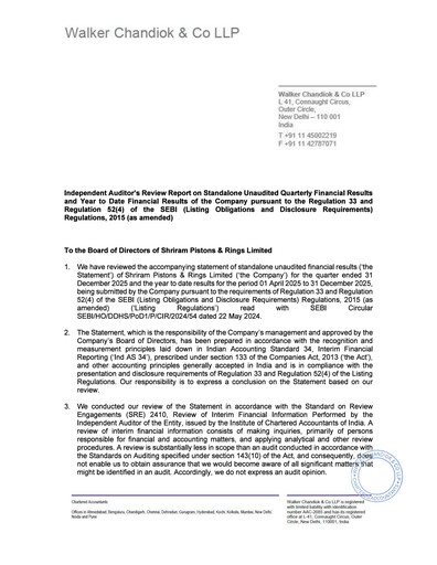 Thumbnail Shriram Pistons & Rings Quarterly Report 2025-q3