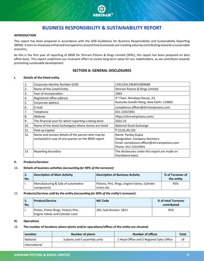 Thumbnail Shriram Pistons & Rings Sustainability Report 2022-2023