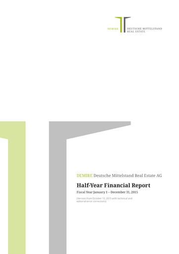 Thumbnail DEMIRE Deutsche Mittelstand Real Estate Financial Report 2015-h1