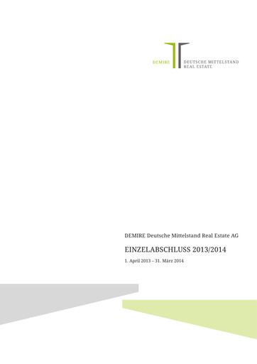 Thumbnail DEMIRE Deutsche Mittelstand Real Estate Financial Statement 2013-2014
