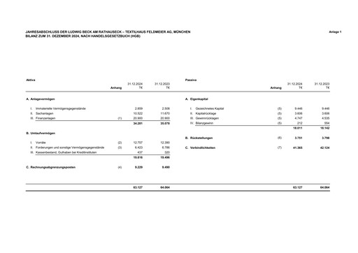 Thumbnail LUDWIG BECK am Rathauseck - Textilhaus Feldmeier Financial Statement 2024