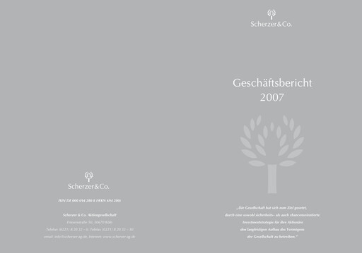 Thumbnail Scherzer & Co. AG Annual Report 2007