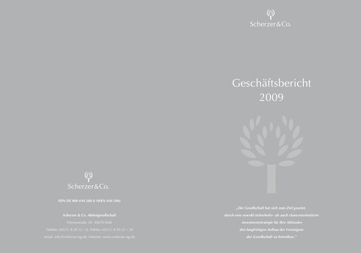 Thumbnail Scherzer & Co. AG Annual Report 2009