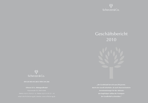 Thumbnail Scherzer & Co. AG Annual Report 2010