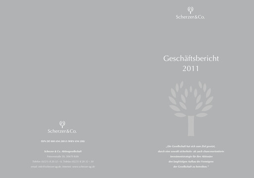 Thumbnail Scherzer & Co. AG Annual Report 2011