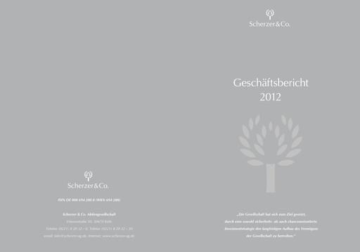 Thumbnail Scherzer & Co. AG Annual Report 2012