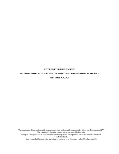 Thumbnail Vivoryon Therapeutics Quarterly Report 2021-q3