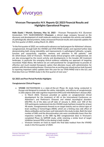Thumbnail Vivoryon Therapeutics Quarterly Report 2023-q1