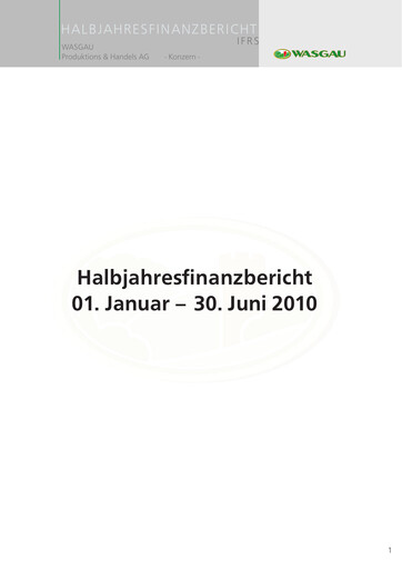 Thumbnail WASGAU Produktions & Handels AG Half-year Report 2010-h1